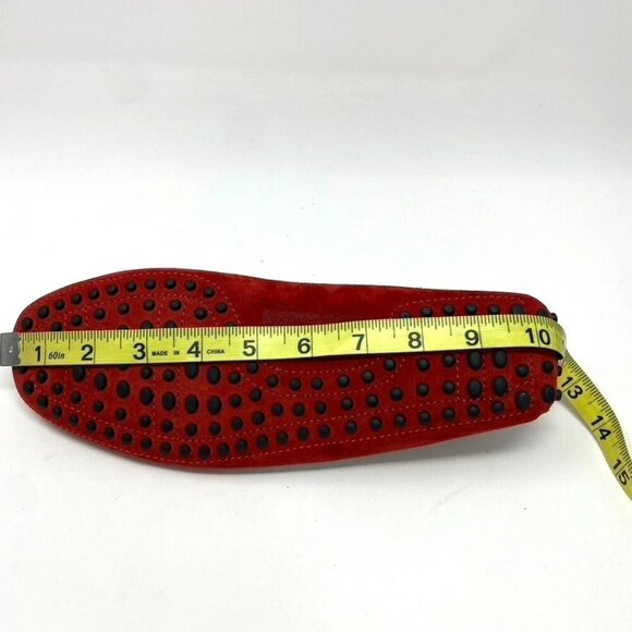 TOD'S Suede Gommino Loafers Moc Toe Loafer Driver Red Orange Men's US 6.5 NWOB - Picture 11 of 11